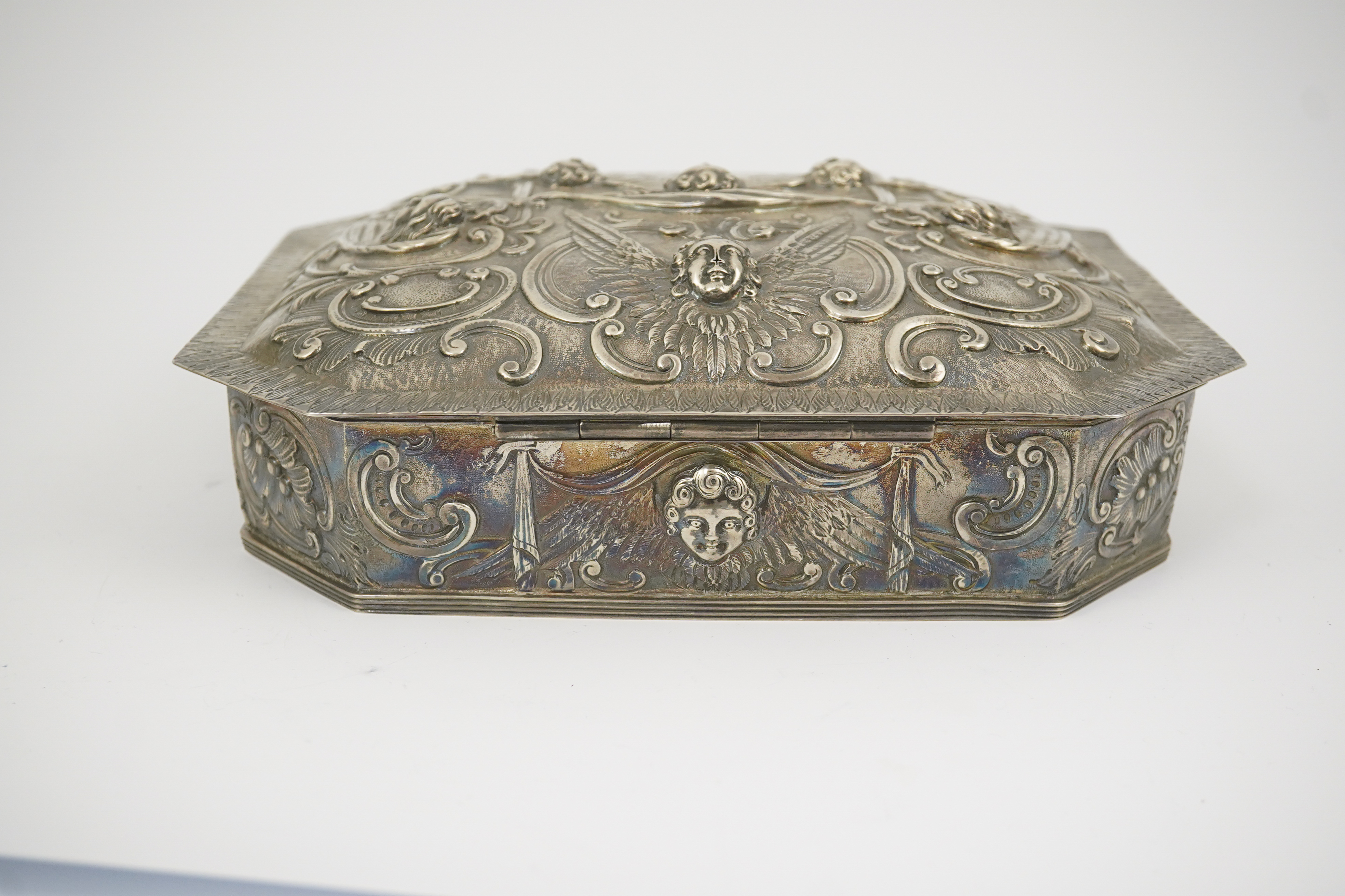 A 17th century style Continental silver casket